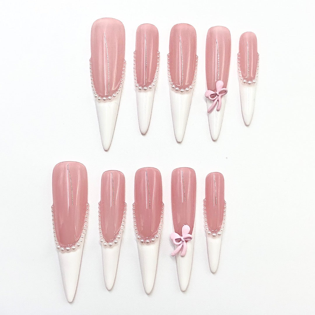Pearl & Bow Pink Nails CR02