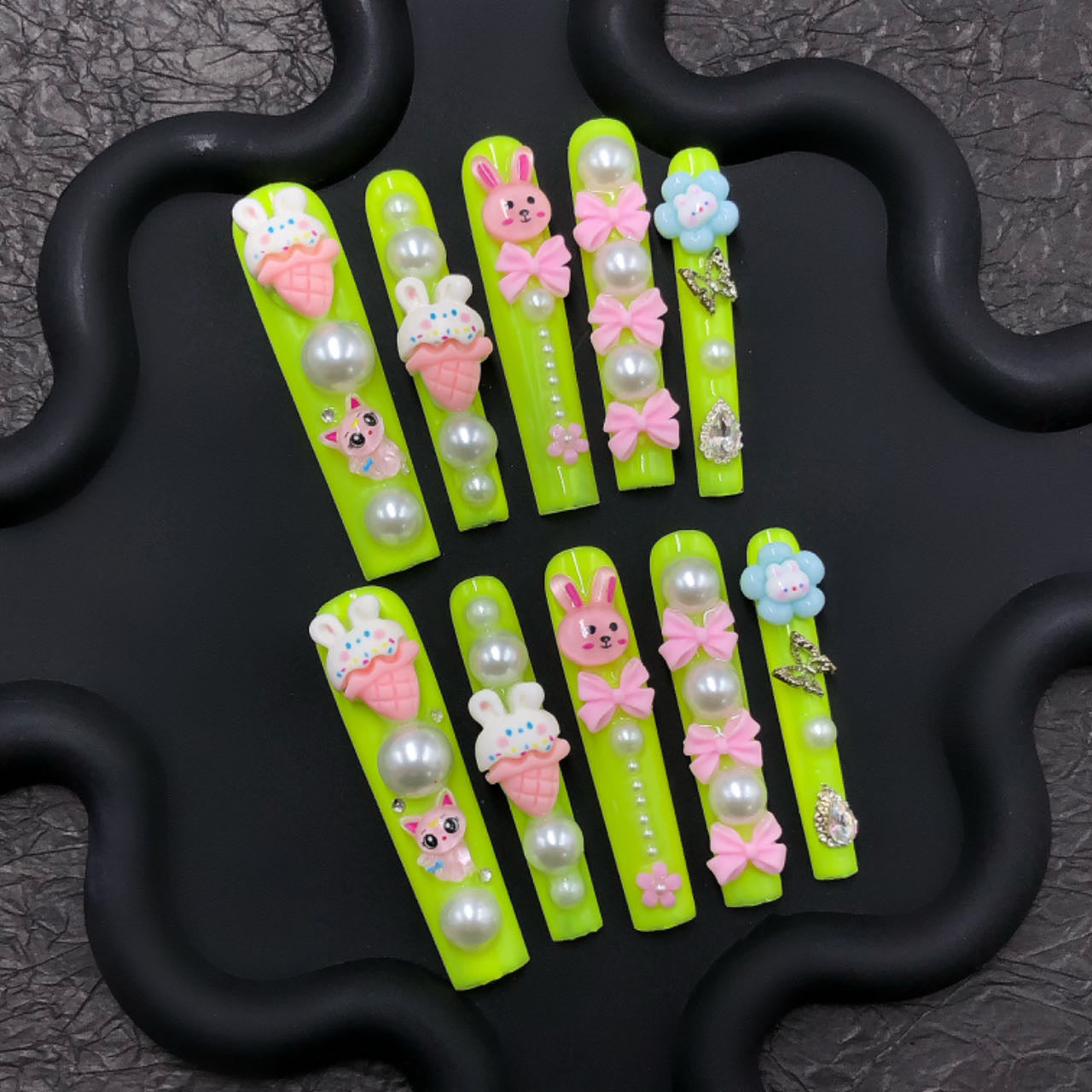 Charming Pastel 3D Nail Set CR09