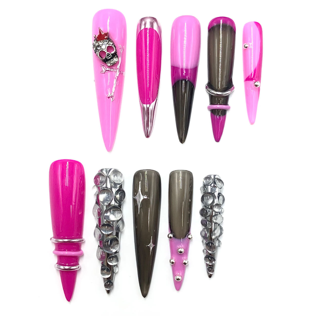 Metallic & Crystal Edge Glam Nails CR20