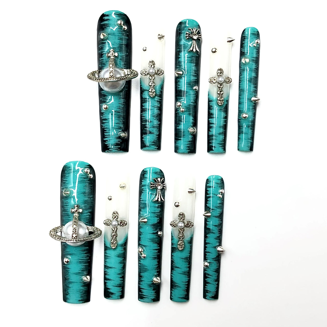 Glam Cross & Pearl Accent Nails CR22