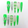 Neon Green Crystal Accent Nail Set CR18